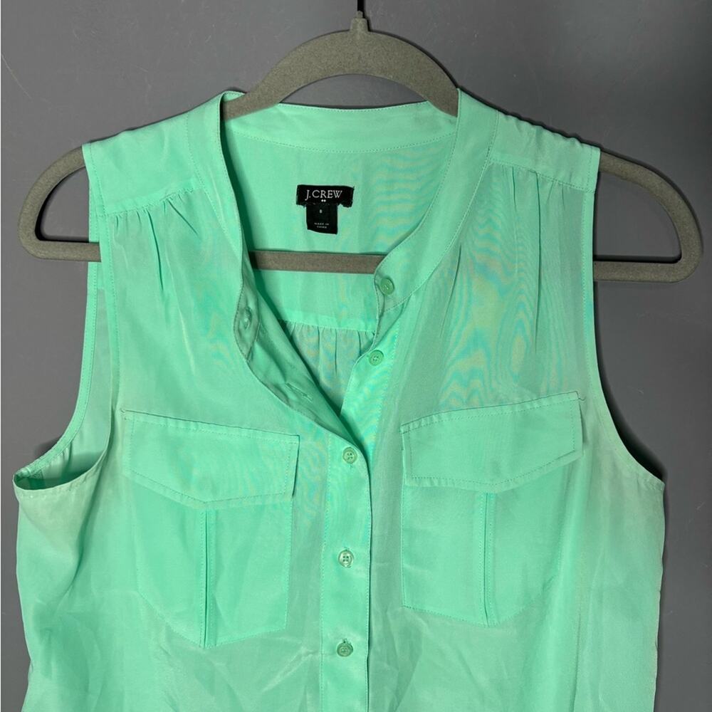 J. Crew Mint Green Sleeveless Blouse 8 - Picture 2 of 7